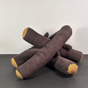 Plush Log Set Brown Corduroy Soft Toy Firewood Home Decor 10”